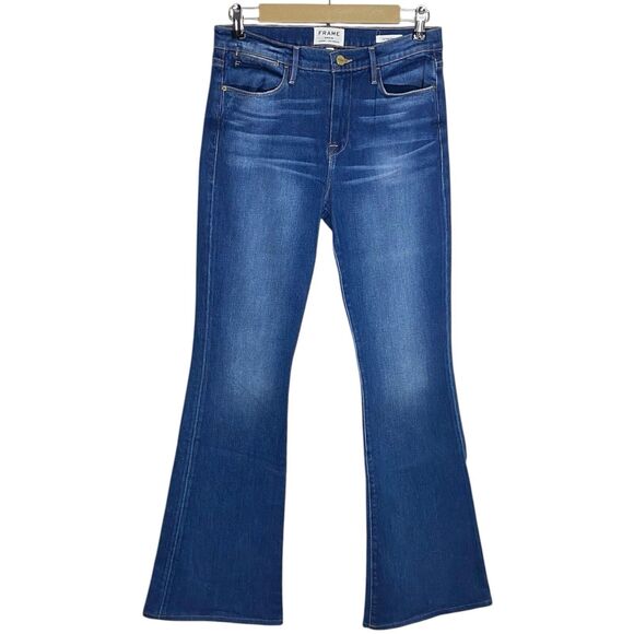 Frame Jeans Womens 28 (30x34) Blue Le High Flare Denim Clapps Stretch USA Boho - Picture 1 of 11
